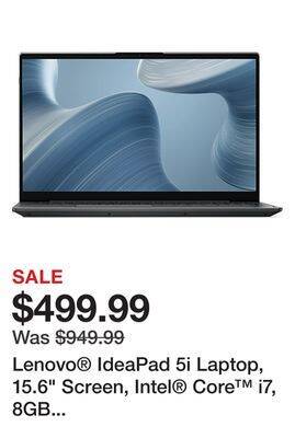 Office Depot Lenovo ideapad 5i laptop, 15.6 screen, intel core i7, 8gb memory, 512gb solid state drive, windows 11 home offer