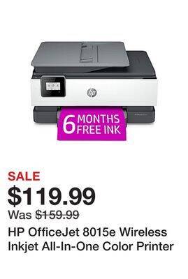 Office Depot Hp officejet 8015e wireless inkjet all-in-one color printer offer