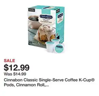 Office Depot Cinnabon classic single-serve coffee k-cup pods, cinnamon roll, carton of 24 offer