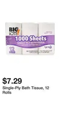 Big Lots Single-ply bath tissue, 12 rolls offer