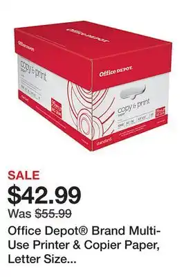 Office Depot Office depot brand multi-use printer & copier paper, letter size (8 1/2 x 11), 5000 total sheets, 92 (u.s.) brightness, 20 lb offer