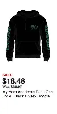 Game Stop My hero academia deku one for all black unisex hoodie offer