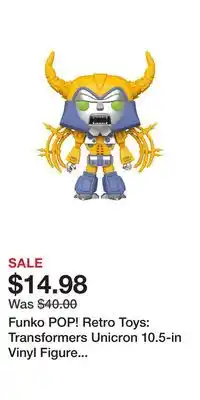 Game Stop Funko pop! retro toys: transformers unicron 10.5-in vinyl figure 2022 san diego comic con exclusive offer