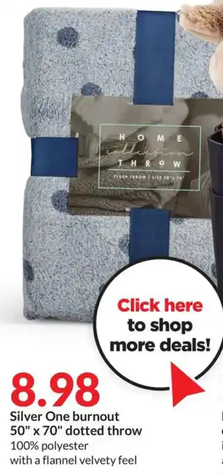 Hy-Vee Silver One burnout 50" x 70" dotted throw offer