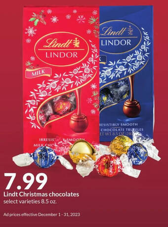 Hy-Vee Lindt Christmas chocolates select varieties 8.5 oz. offer
