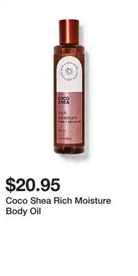 Bath & Body Works Coco shea rich moisture body oil offer