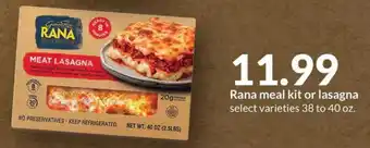 Hy-Vee Rana meal kit or lasagna offer