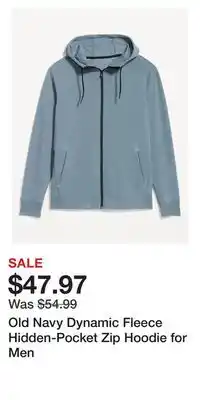 Old Navy Old navy dynamic fleece hidden-pocket zip hoodie for men offer