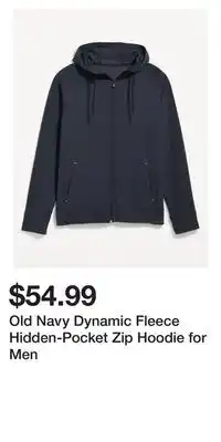 Old Navy Old navy dynamic fleece hidden-pocket zip hoodie for men offer