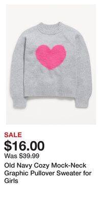 Old Navy Old navy cozy mock-neck graphic pullover sweater for girls offer
