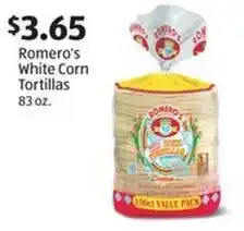 Aldi Romero's White Corn Tortillas 83 oz. offer