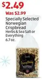 Aldi Specially Selected Norwegian Crispbread Herbs & Sea Salt or Everything offer