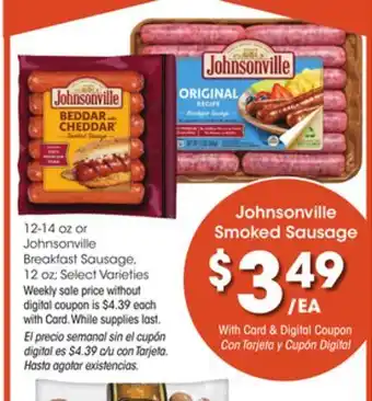 Ralphs Johnsonville smoked sausage offer