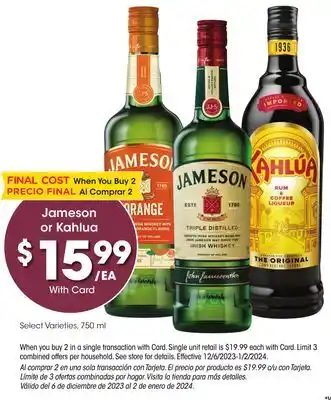 Ralphs Jameson or kahlua offer
