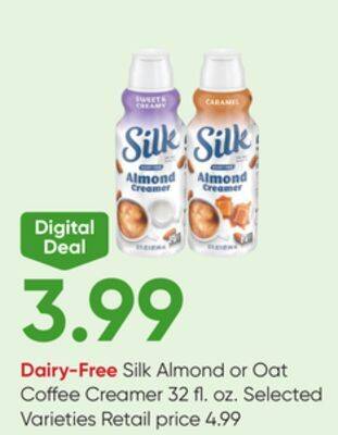 Stater Bros Silk almond or oat coffee creamer offer