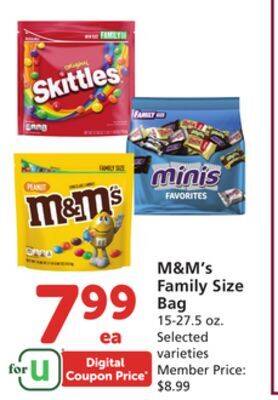 Albertsons M&m's family size bag offer
