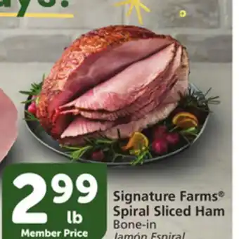 Vons Signature farms spiral sliced ham offer