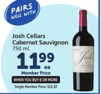 Vons Josh cellars cabernet sauvignon offer