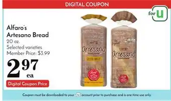 Pavilions Alfaro's artesano bread offer