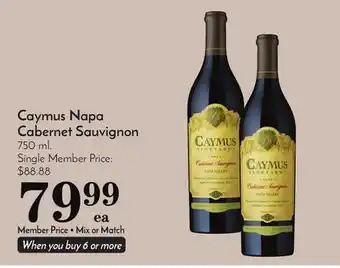 Pavilions Caymus napa cabernet sauvignon offer