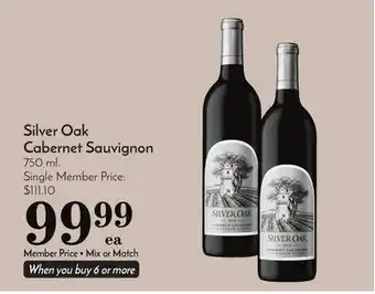 Pavilions Silver oak cabernet sauvignon offer