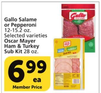 Vons Gallo salame or pepperoni 12-15.2 oz. selected varieties offer