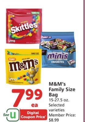 Vons M&m's family size bag offer