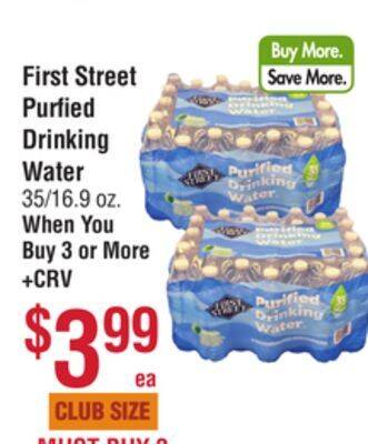 Smart & Final First street purified drinking water offer