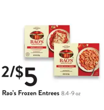 Fresh Thyme Rao's frozen entrees offer
