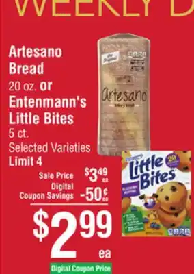 Smart & Final Artesano bread or entenmann's little bites offer