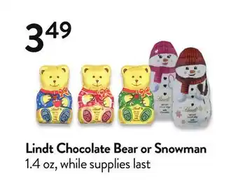 Fresh Thyme Lindt chocolate bear or snowman offer