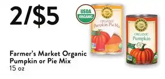 Fresh Thyme Farmer's market organic pumpkin or pie mix offer