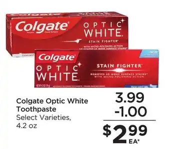 Food 4 Less Colgate optic white toothpaste offer