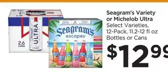 Food 4 Less Seagram's variety or michelob ultra offer