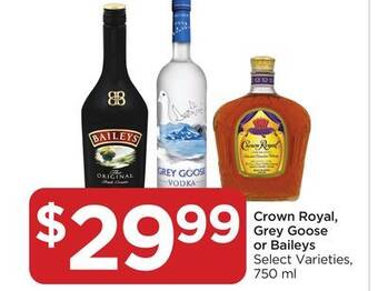Food 4 Less Crown royal, grey goose or baileys offer
