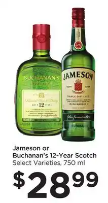Food 4 Less Jameson or buchanan's 12-year scotch offer