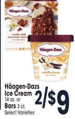 Jewel-Osco Häagen-dazs ice cream 14 oz. or bars 3 ct offer