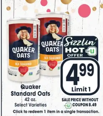 Jewel-Osco Quaker standard oats offer