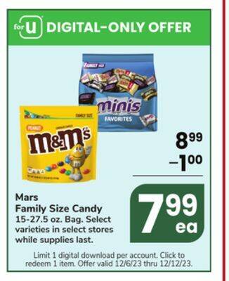 Jewel-Osco Mars family size candy offer