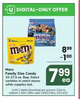 Jewel-Osco Mars family size candy offer