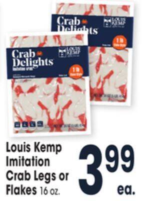 Jewel-Osco Louis kemp imitation crab legs or flakes offer