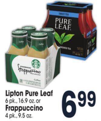 Jewel-Osco Lipton pure leaf 6 pk., 16.9 oz. or frappuccino 4 pk., 9.5 oz offer