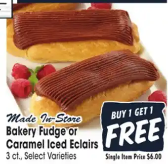 Jewel-Osco Bakery fudge or caramel iced eclairs offer