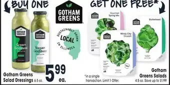 Jewel-Osco Gotham greens salad dressings offer