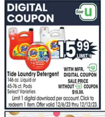 Jewel-Osco Tide laundry detergent offer