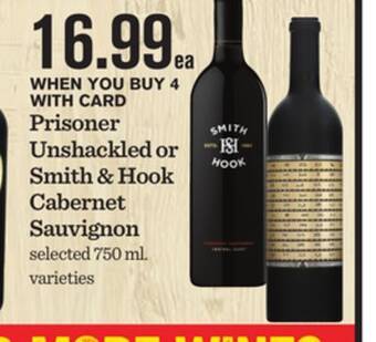 Mariano's Prisoner unshackled or smith & hook cabernet sauvignon offer