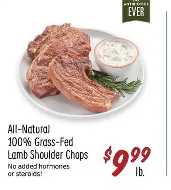 Sprouts Farmers Market All-natural 100% grass-fed lamb shoulder chops offer