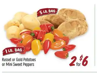 Sprouts Farmers Market Russet or gold potatoes or mini sweet peppers offer
