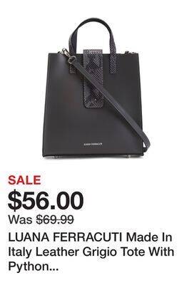 Marshalls Luana ferracuti made in italy leather grigio tote with python embossed tab offer