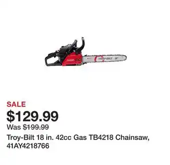 Tractor Supply Company Troy-bilt 18 in. 42cc gas tb4218 chainsaw, 41ay4218766 offer